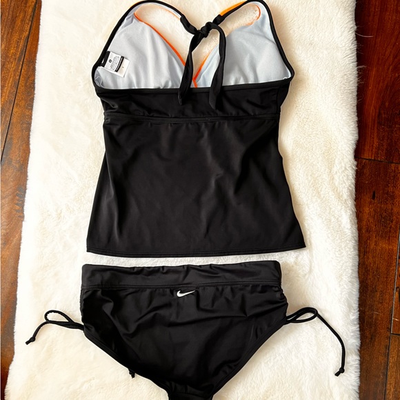 Nike Two Piece Swimsuit Black with Orange and Pink Size 8 - Picture 5 of 15